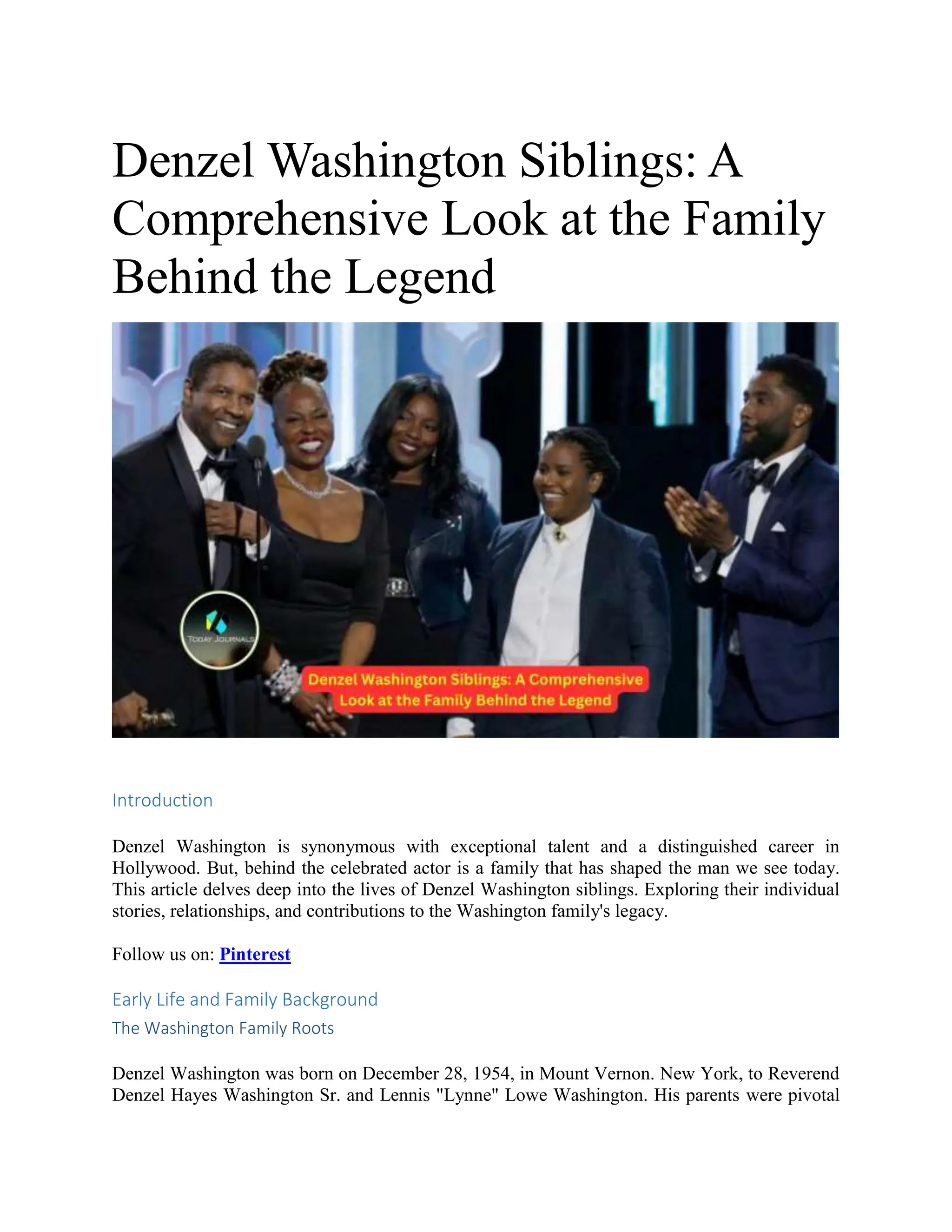 Denzel Washington Siblings