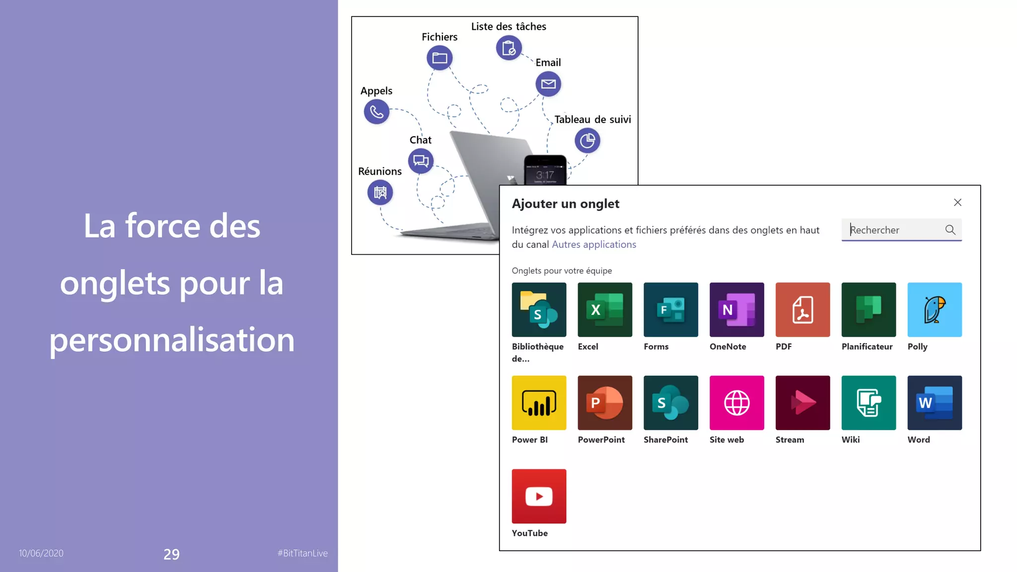 10/06/2020 29 #BitTitanLive
La force des
onglets pour la
personnalisation
 