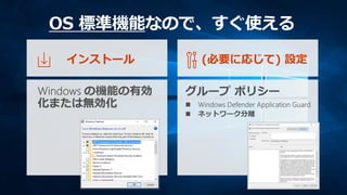 OS 標準機能なので、すぐ使える
インストール (必要に応じて) 設定
 