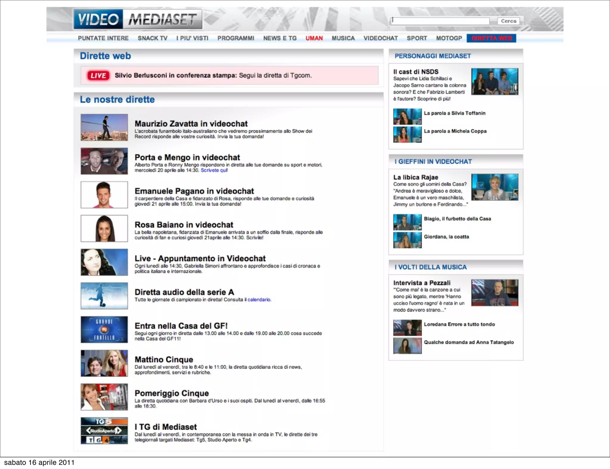 sabato 16 aprile 2011
 