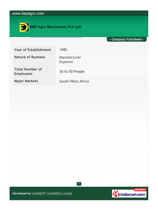 - Company Factsheet -


Year of Establishment   1985

Nature of Business      Manufacturer
                        Exporte...