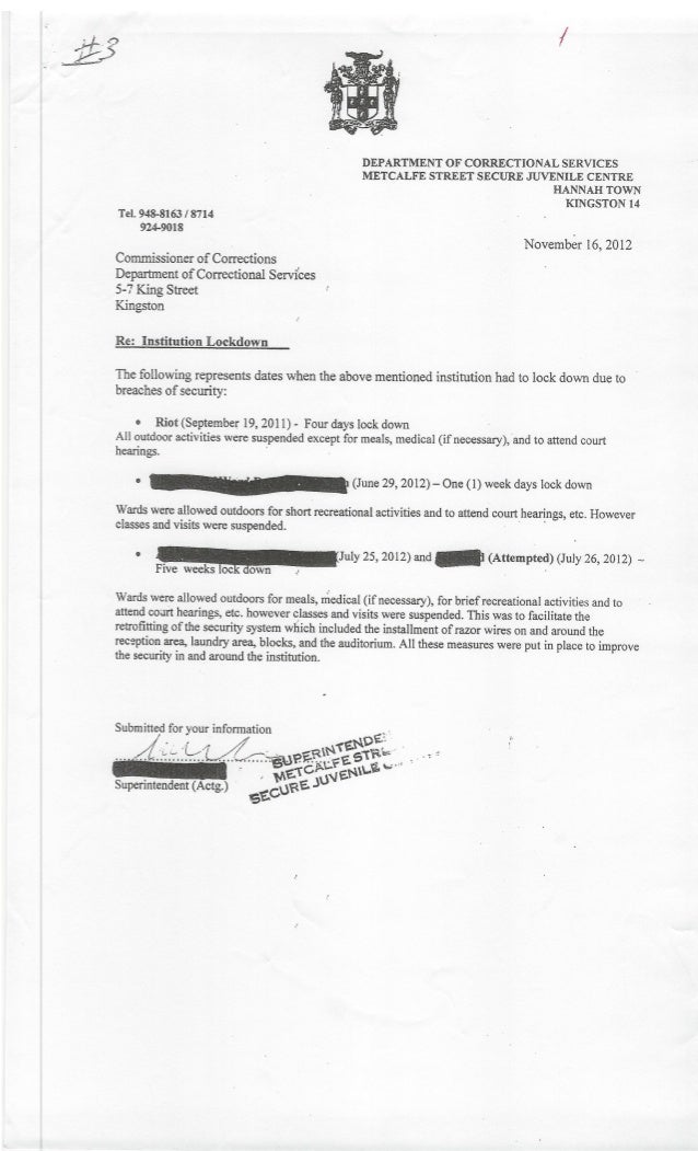 Jamaica Department of Correctional Services Access to Information