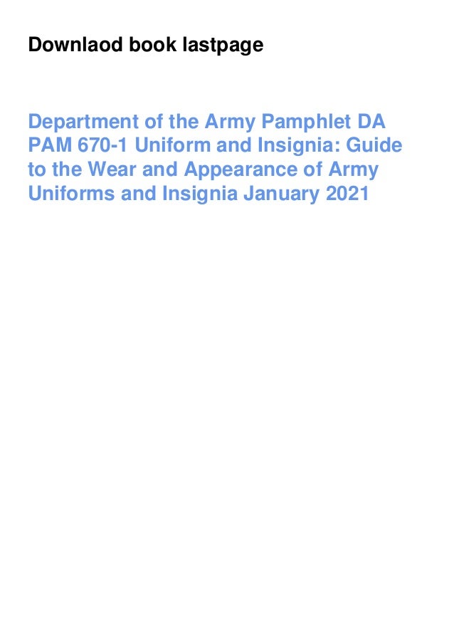 EPUB⚡DOWNLOAD Department of the Army Pamphlet DA PAM 6701 Uniform and