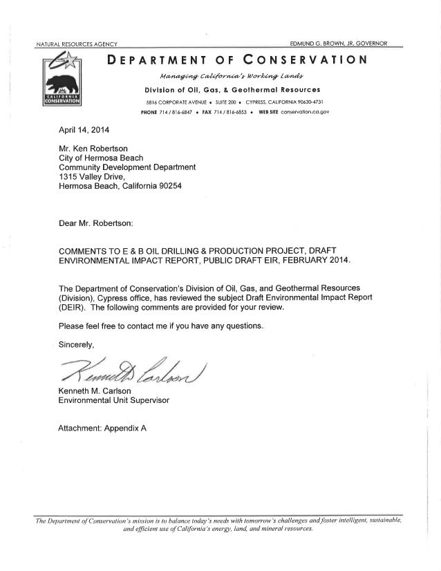 Department of Conservation Draft Environmental Impact Report Comments