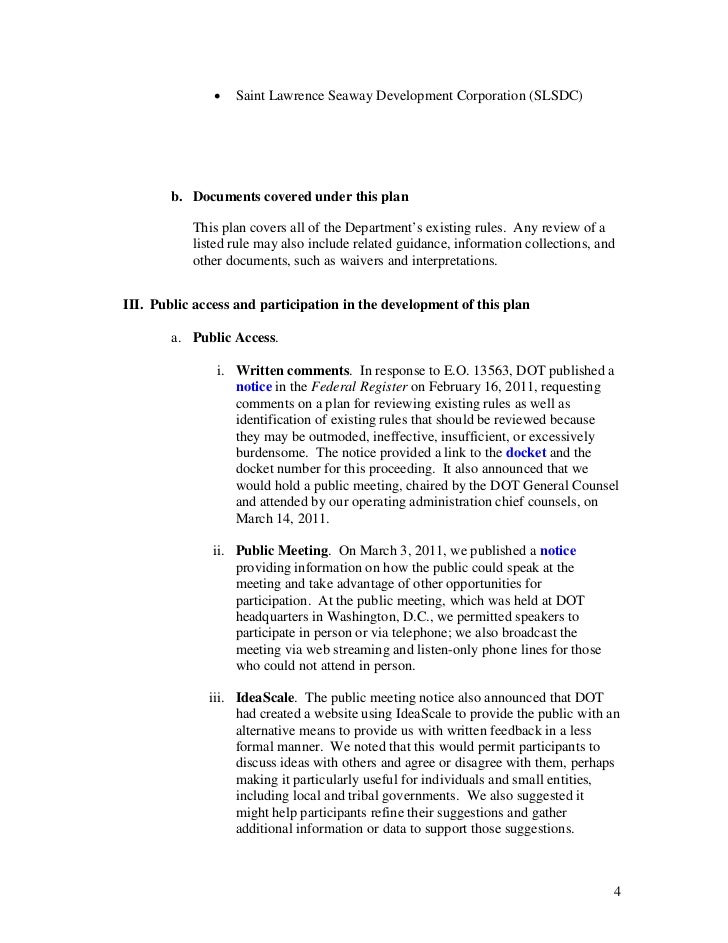 DOT Regulatory Reform Plan August 2011
