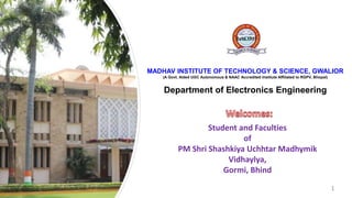 MADHAV INSTITUTE OF TECHNOLOGY & SCIENCE, GWALIOR
(A Govt. Aided UGC Autonomous & NAAC Accredited Institute Affiliated to RGPV, Bhopal)
Department of Electronics Engineering
Estd.1957
1
Student and Faculties
of
PM Shri Shashkiya Uchhtar Madhymik
Vidhaylya,
Gormi, Bhind
 