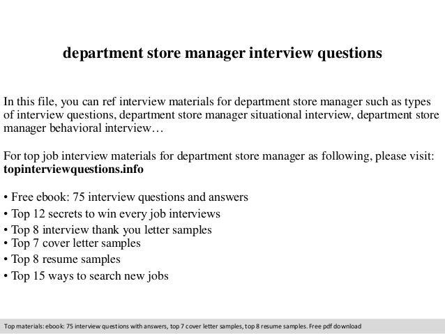 department store manager questions department store manager questions