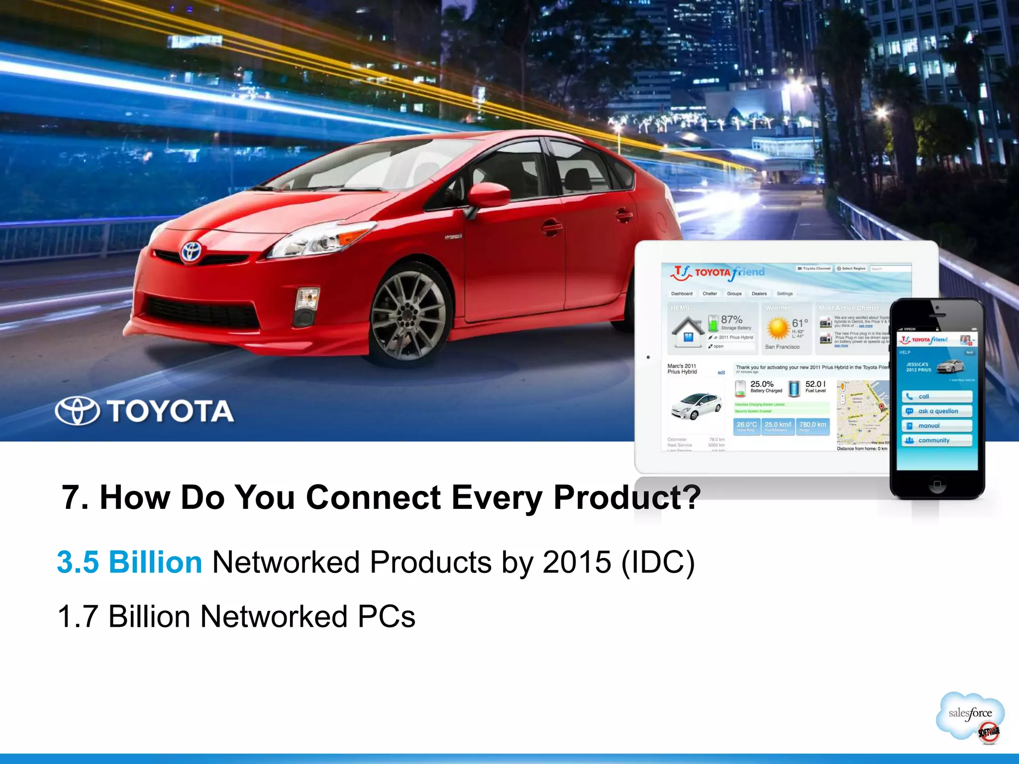 7. How Do You Connect Every Product?
3.5 Billion Networked Products by 2015 (IDC)
1.7 Billion Networked PCs
 