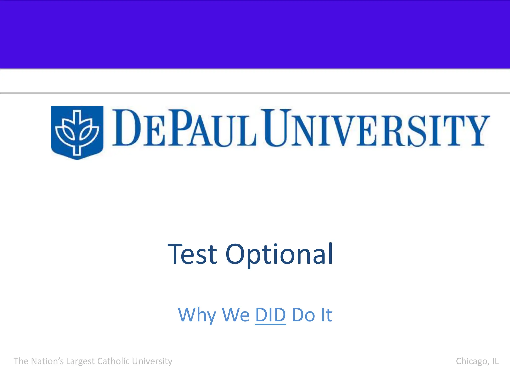 Test OptionalWhy We DID Do It