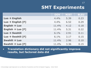 Word alignment and language modeling can be enhanced by using factored data