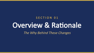 S E C T I O N 0 1
Overview & Rationale
The Why Behind These Changes
 
