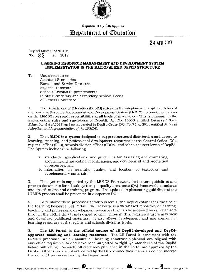 Deped Order Number 66 S 2007