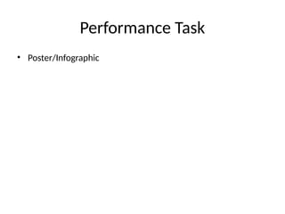 Performance Task
• Poster/Infographic
 