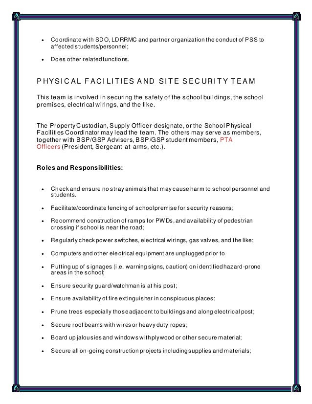 Deped School Drrm Coordinator Duties And Responsibilities