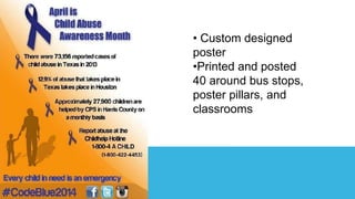 • Custom designed 
poster 
•Printed and posted 
40 around bus stops, 
poster pillars, and 
classrooms 
 