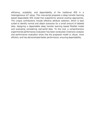 Dependable Intrusion Detection System for IoT A Deep Transfer Learning ...