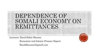Lecturer: Daud Dahir Hassan
Economist and Islamic Finance Expert
Dauddhassan4@gmail.com
 
