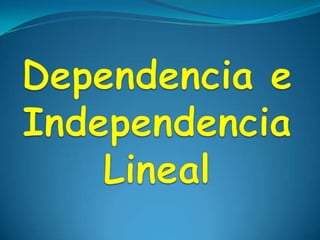 Dependencia e Independencia Lineal 