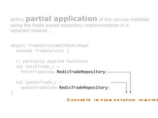 define  partial application  of the service methods  using the Redis based repository implementation in a  separate module...