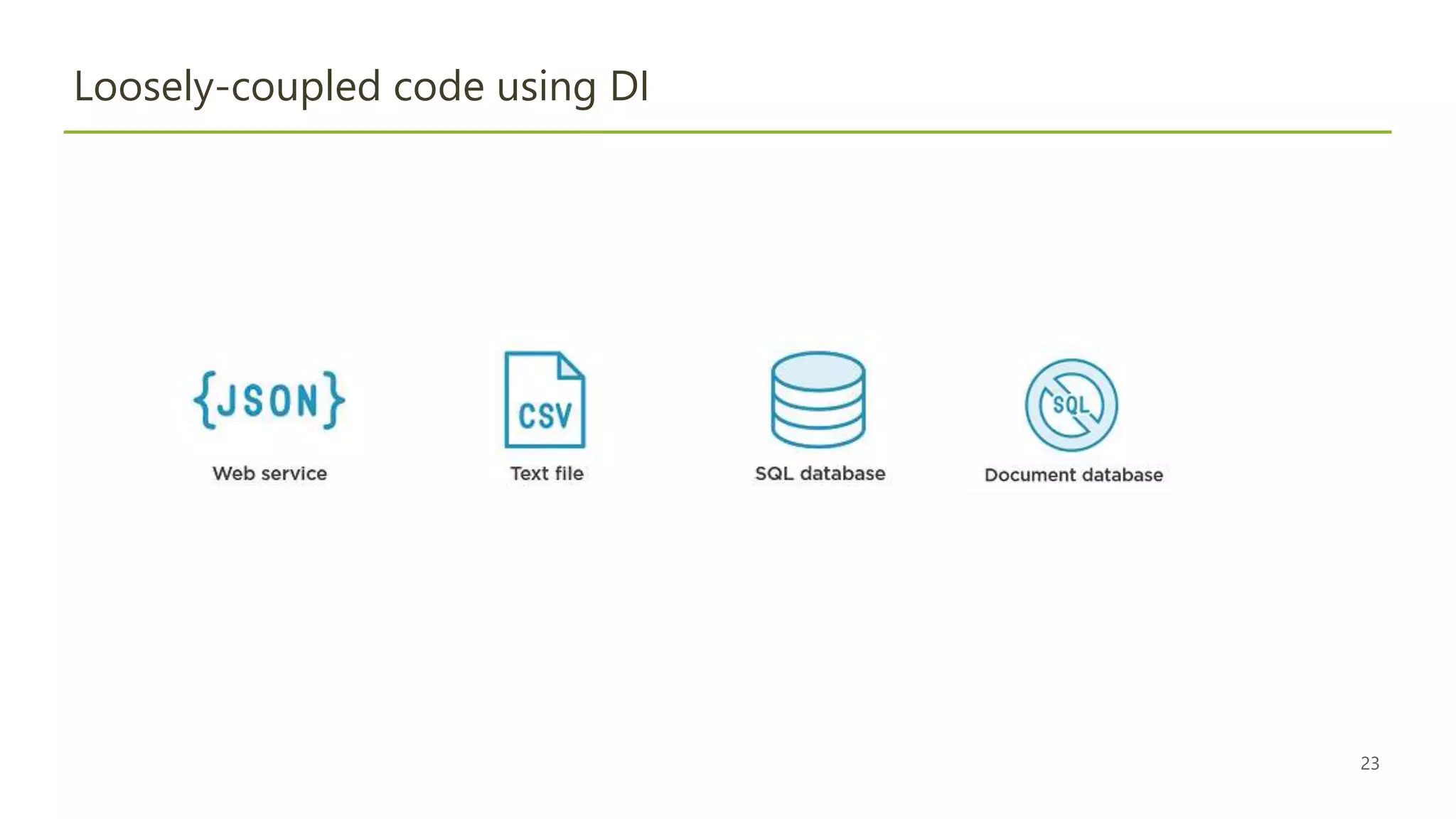 23
Loosely-coupled code using DI
 