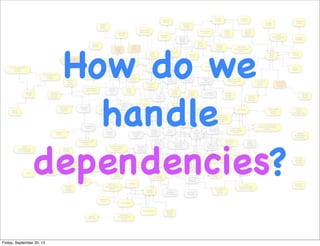 How do we
handle
dependencies?
Friday, September 20, 13
 
