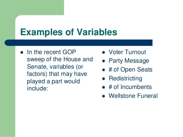 examples of independent and dependent variables