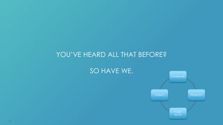 YOU’VE HEARD ALL THAT BEFORE?
SO HAVE WE.
31
Companies
Research
Public
sector
Citizens
 