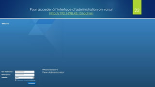 Pour acceder à l’interface d’administration on va sur
http://192.1698.43.15/admin
22
 