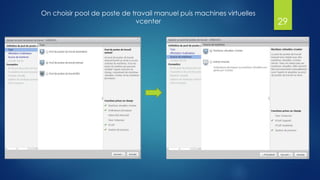 On choisir pool de poste de travail manuel puis machines virtuelles
vcenter 29
 