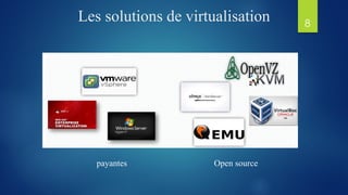 Les solutions de virtualisation
payantes Open source
8
 