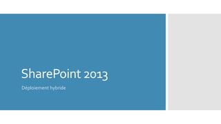 SharePoint 2013
Déploiement hybride

 