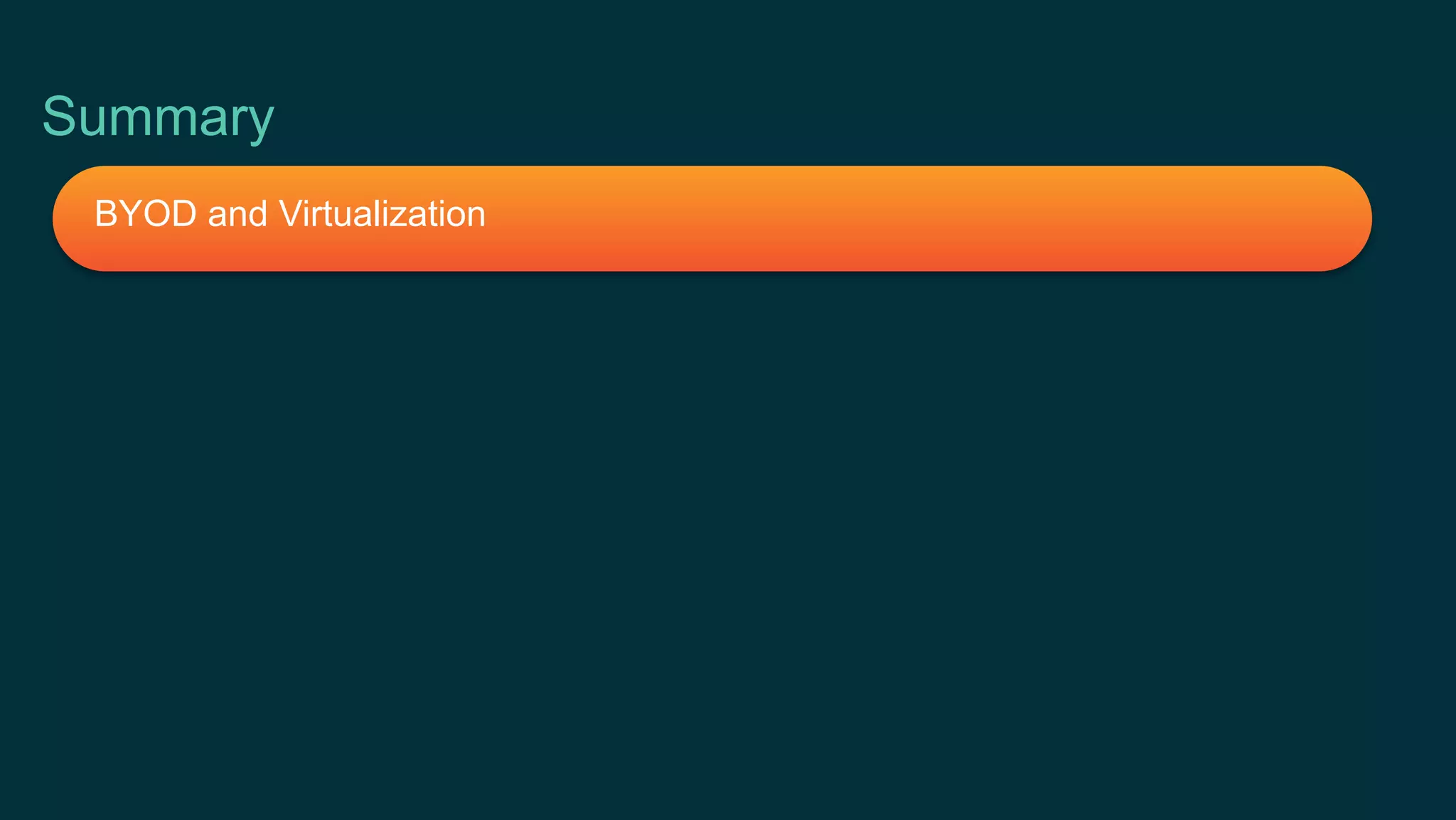 BYOD and Virtualization
Summary
 