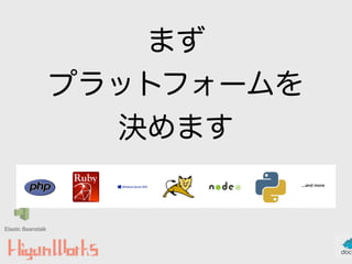 Elastic Beanstalk
まず
プラットフォームを
決めます
 