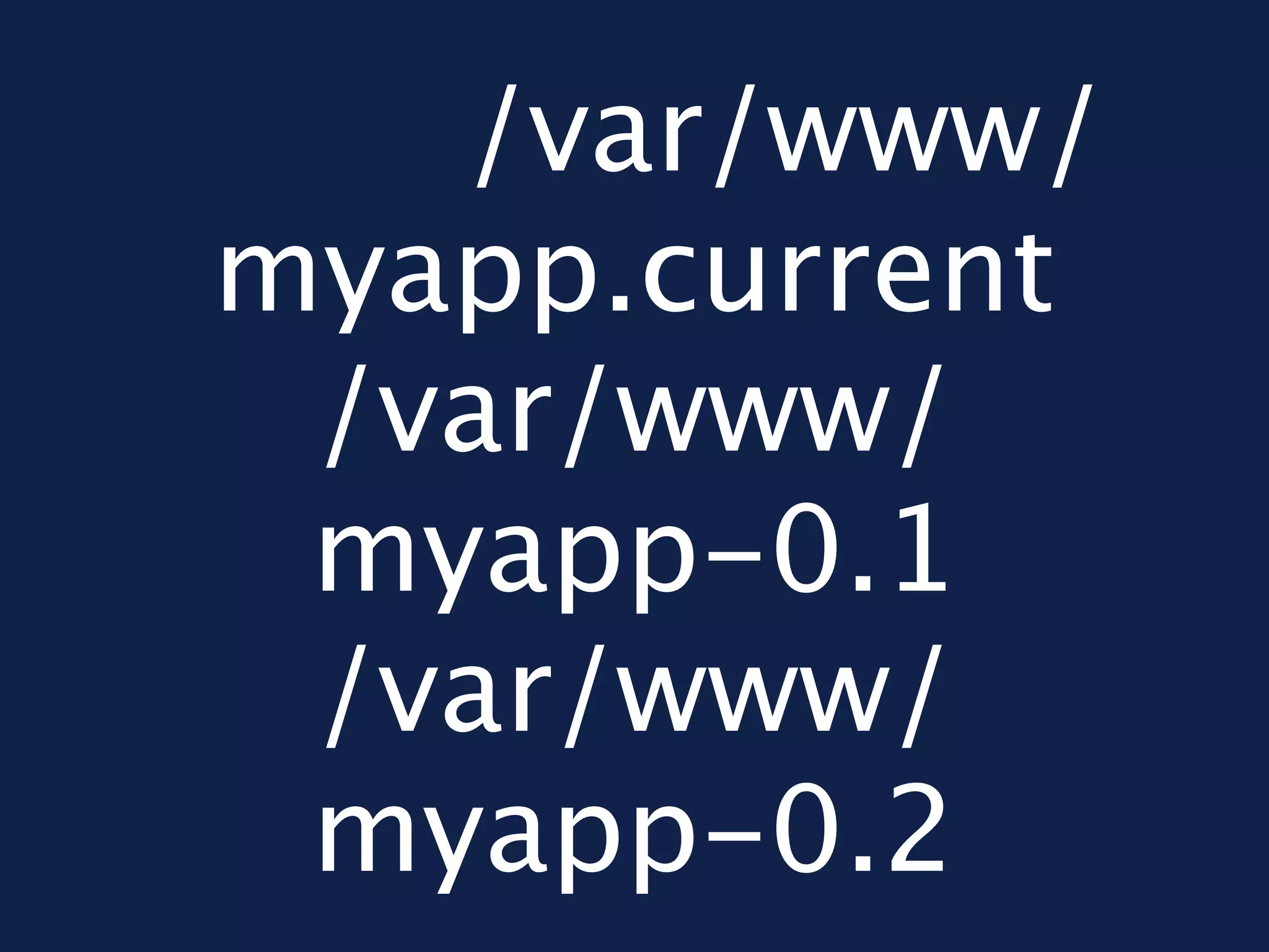 /var/www/
myapp.current
 /var/www/
 myapp-0.1
 /var/www/
 myapp-0.2
 
