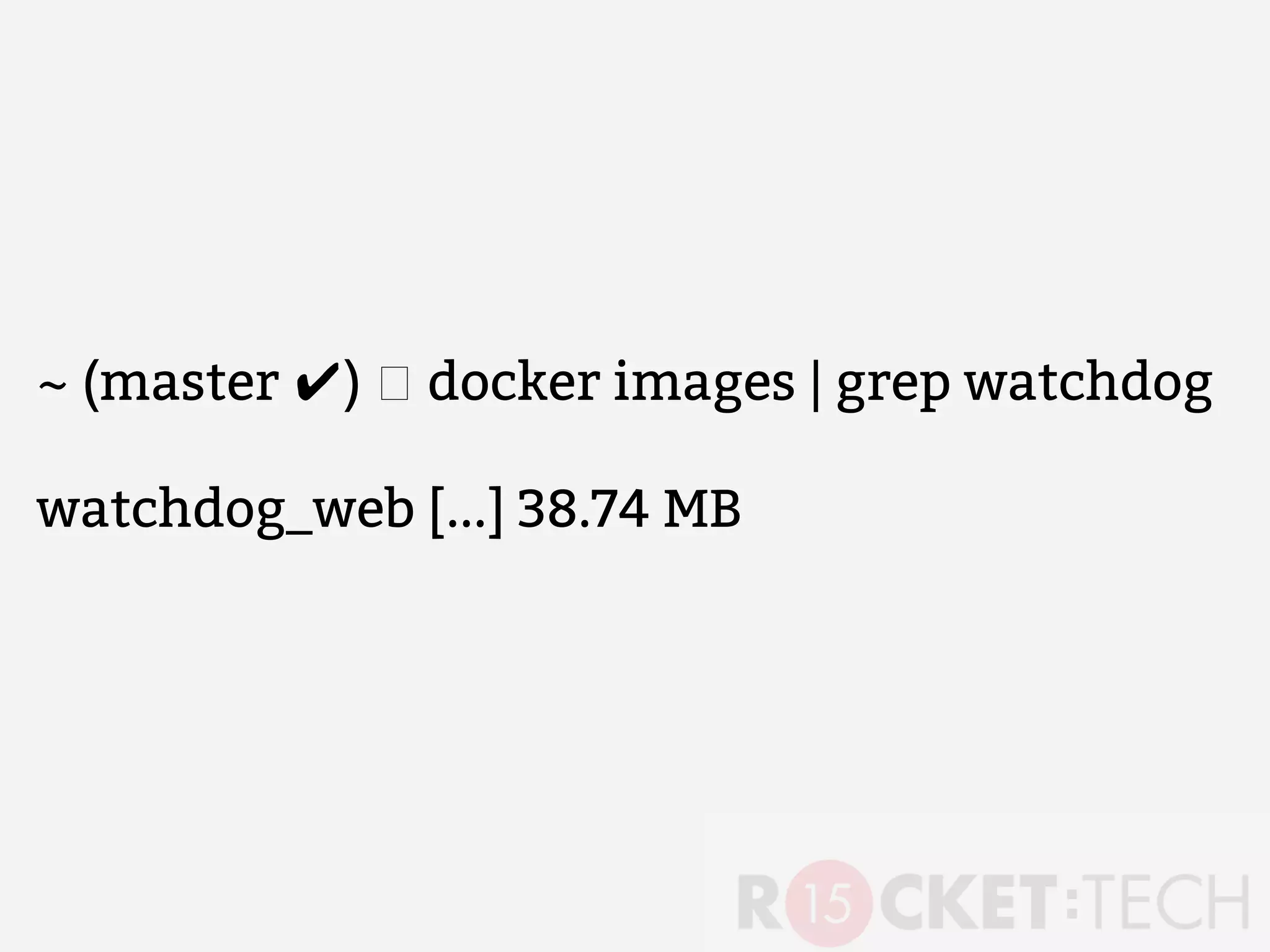 ~ (master ✔) docker images | grep watchdog
watchdog_web [...] 38.74 MB
 