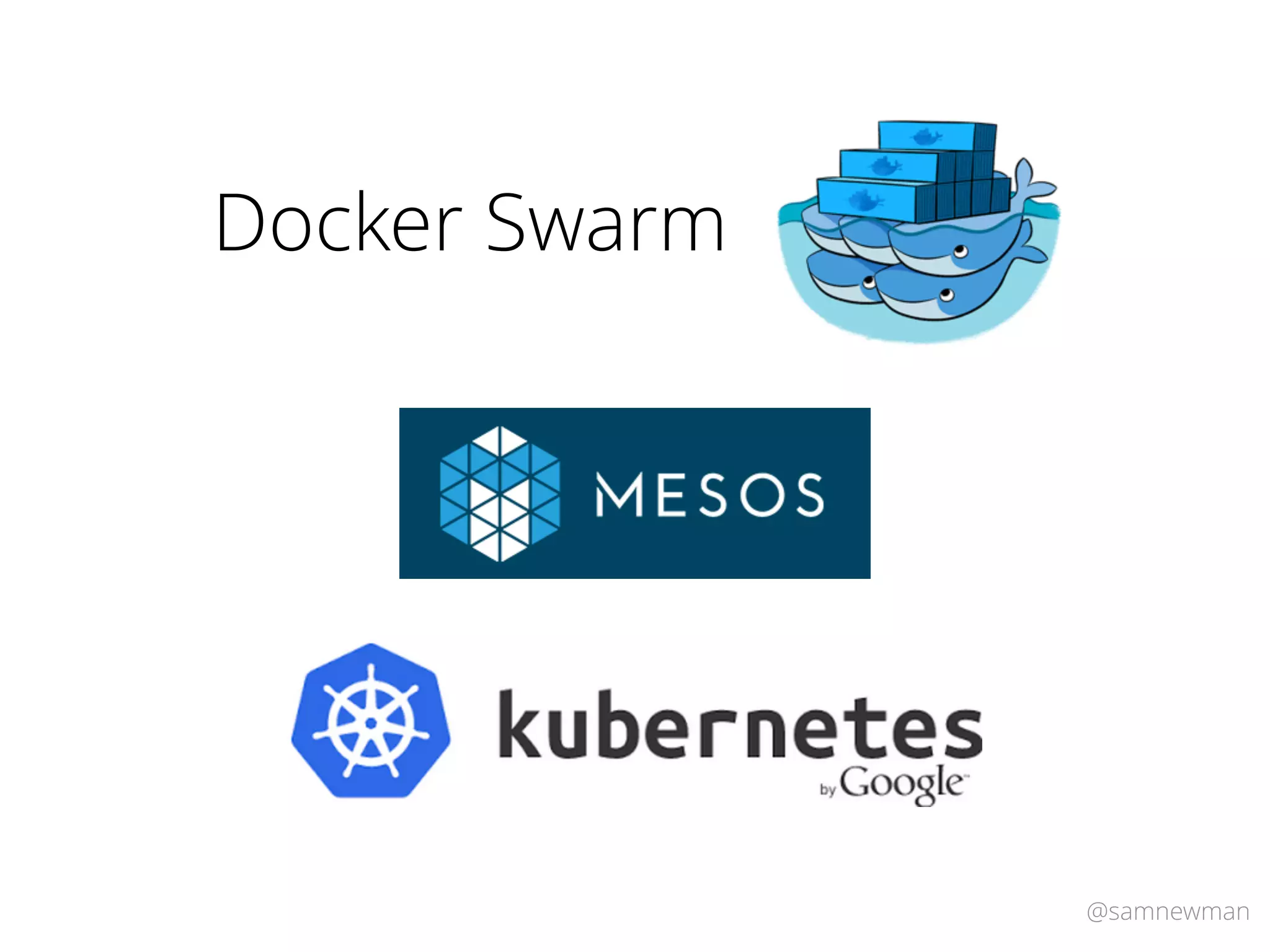 @samnewman
Docker Swarm
 