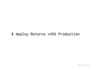 @samnewman
$ deploy Returns v456 Production
 