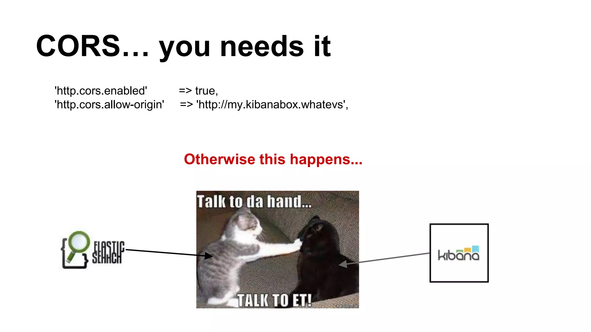 CORS… you needs it
'http.cors.enabled' => true,
'http.cors.allow-origin' => 'http://my.kibanabox.whatevs',
Otherwise this happens...
 