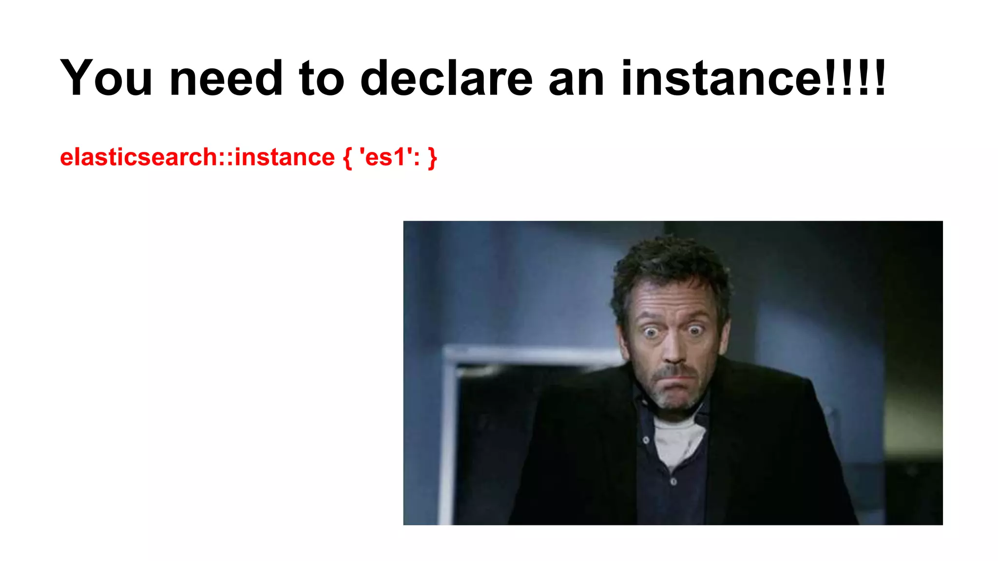 You need to declare an instance!!!!
elasticsearch::instance { 'es1': }
 