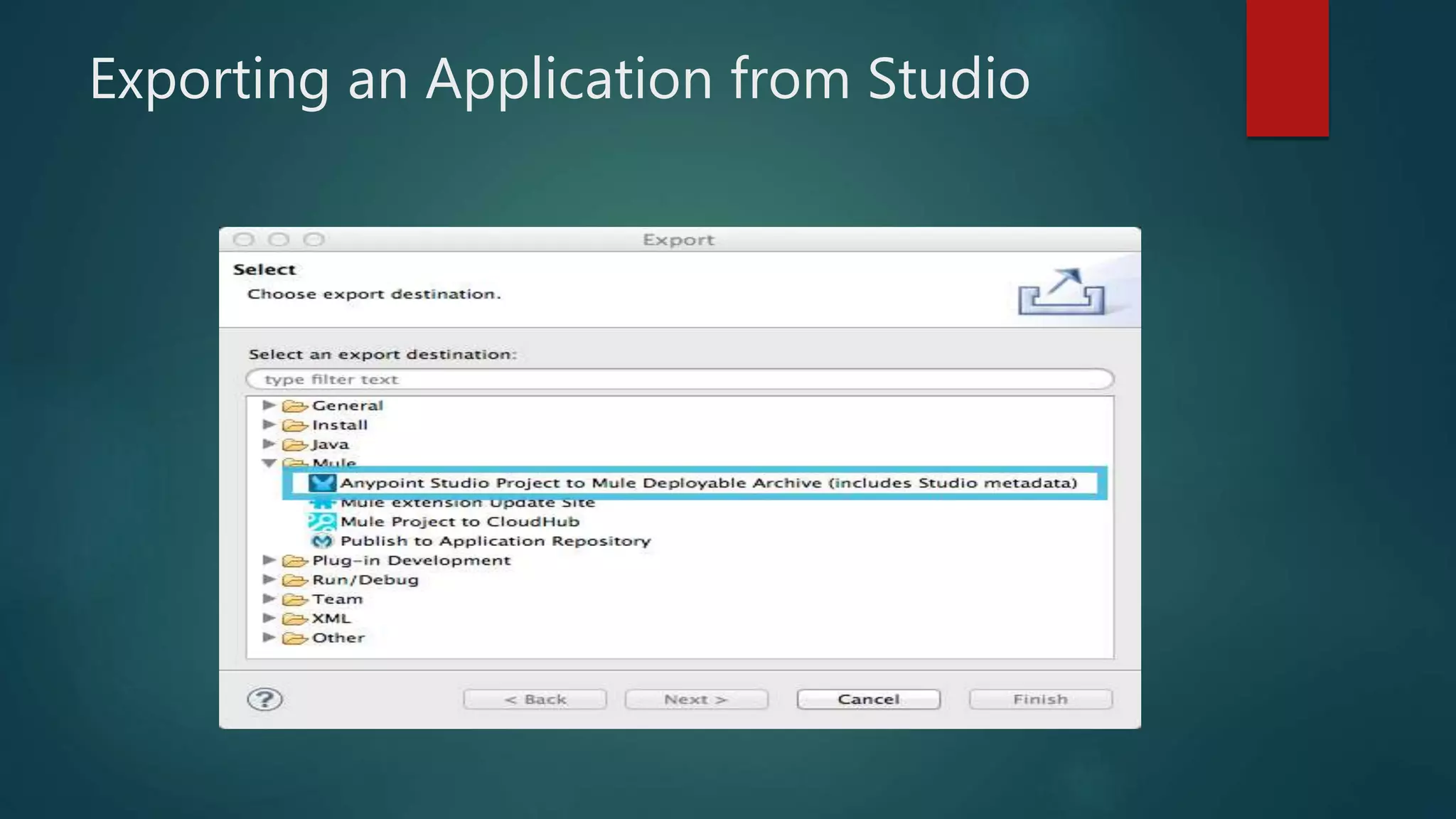Exporting an Application from Studio
 