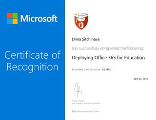 Dima Sitchinava
Deploying Office 365 for Education
45 MIN
OCT 11, 2019
 