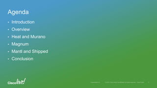 • Introduction
• Overview
• Heat and Murano
• Magnum
• Mantl and Shipped
• Conclusion
Agenda
 