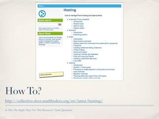 How To?
http://collective-docs.readthedocs.org/en/latest/hosting/

Is This The Right Place For This Resource? Good Question!
 