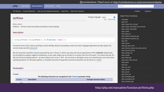 @rachelandrew | Read more at http://rachelandrew.co.uk/presentations/deploy
http://php.net/manual/en/function.strftime.php
@rachelandrew | Read more at http://rachelandrew.co.uk/presentations/deploy
 