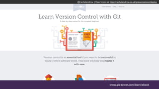 @rachelandrew | Read more at http://rachelandrew.co.uk/presentations/deploy
www.git-tower.com/learn/ebook
 
