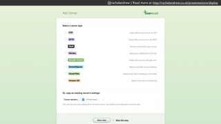 @rachelandrew | Read more at http://rachelandrew.co.uk/presentations/deploy
 