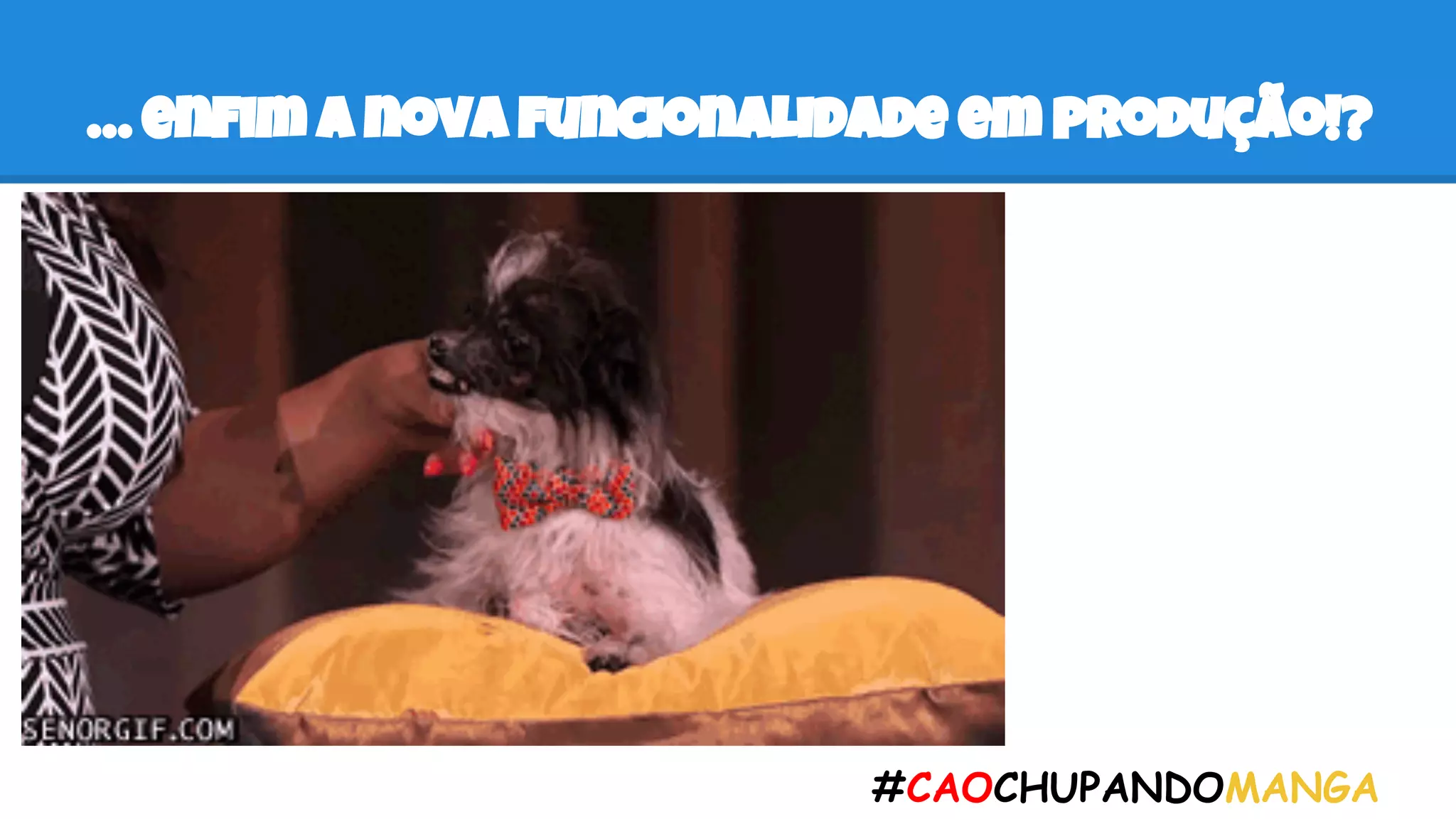 … enfim a nova funcionalidade em produção!?
#CAOCHUPANDOMANGA
