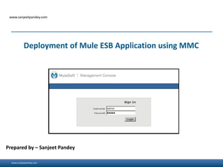 www.sanjeetpandey.com
www.sanjeetpandey.com
Prepared by – Sanjeet Pandey
Deployment of Mule ESB Application using MMC
 