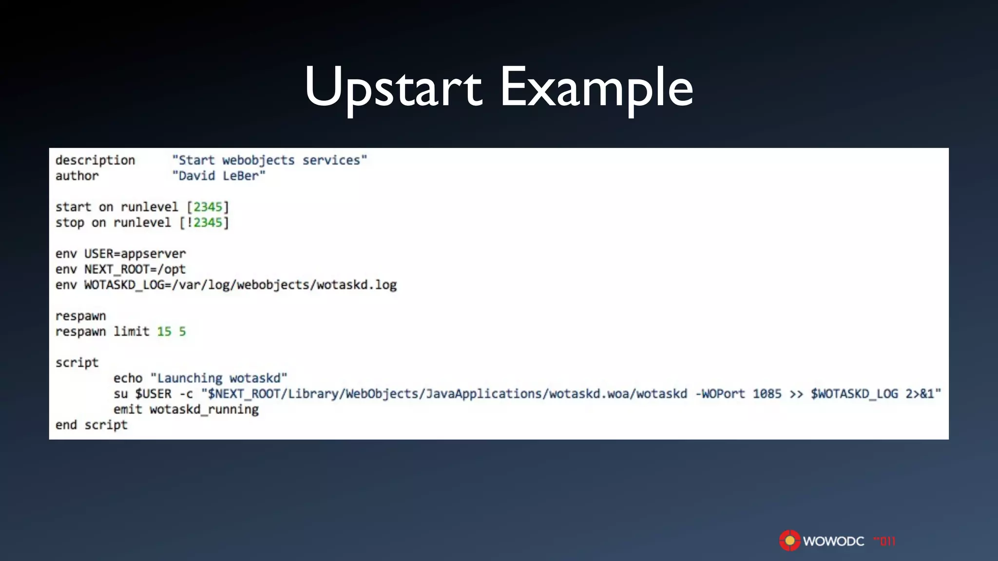Upstart Example
 