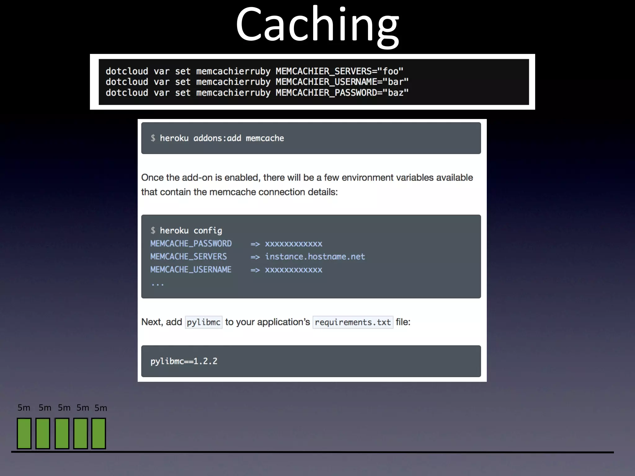 Caching




5m 5m 5m 5m 5m
 